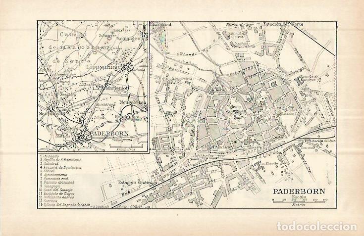 Postales: LAMINA ESPASA 32810: Plano de Paderborn, Alemania - Varios