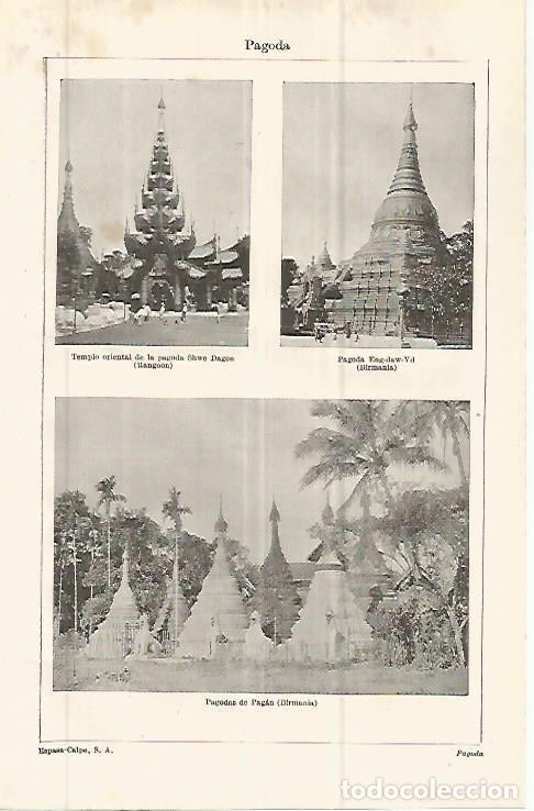 Postcards: LAMINA ESPASA 32795: Pagoda Shwe Dagon en Rangoon, pagoda Eng-daw-Ud y pagoda de Pagan en Birmania
