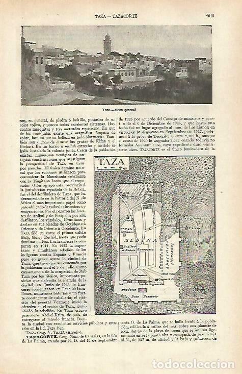 Cartoline: LAMINA ESPASA 33518: Vista y plano de Taza, Marruecos - Varios