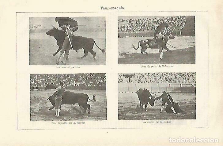 Cartoline: LAMINA ESPASA 33511: Tauromaquia: Natural por alto, pase de pecho de Belmonte y adorno con la muleta