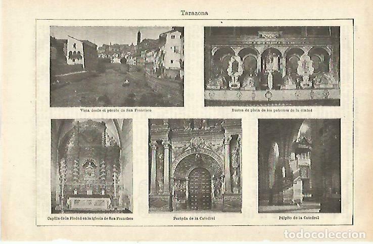 Postkarten: LAMINA ESPASA 33446: Vista, catedral y San Francisco en Tarazona, Zaragoza - Varios