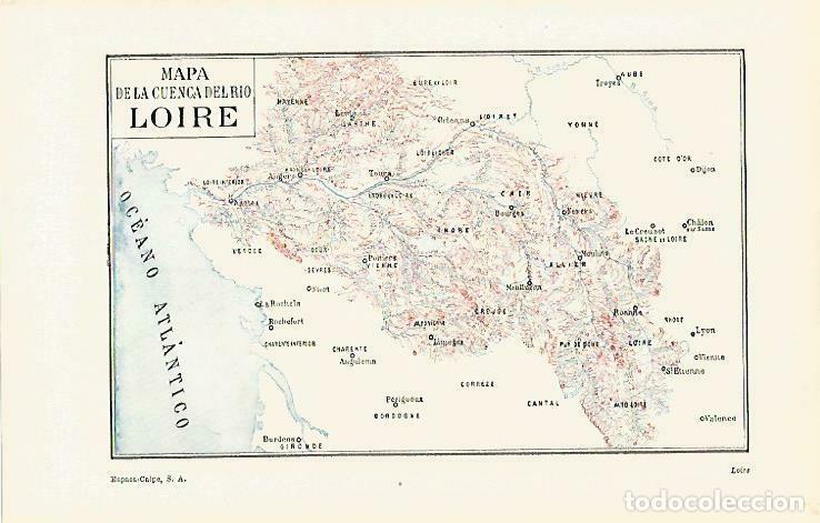 Postais: LAMINA ESPASA 33428: Mapa de la cuenca del rio Loire - Varios