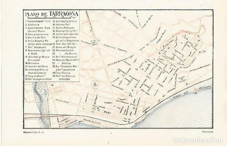 Postais: LAMINA ESPASA 33465: Plano de Tarragona - Varios