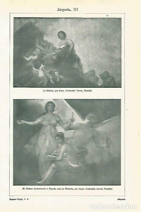 Postcards: LAMINA ESPASA 33672: La Musica y El Tiempo presentando a Espa&ntilde;a ante la Historia, por Goya - Varios