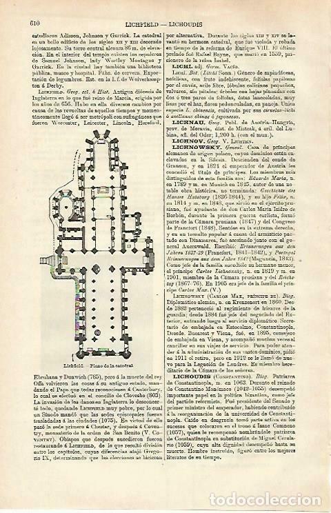 Cartoline: LAMINA ESPASA 33247: Planta de la Catedral de Lichfield, Inglaterra - Varios