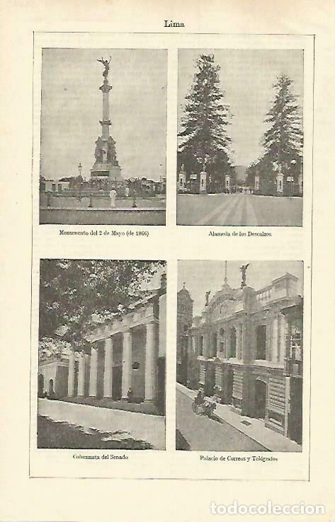 Cartoline: LAMINA ESPASA 33282: Alameda de los Descalzos, Senado y Palacio de Correos de Lima, Peru - Varios