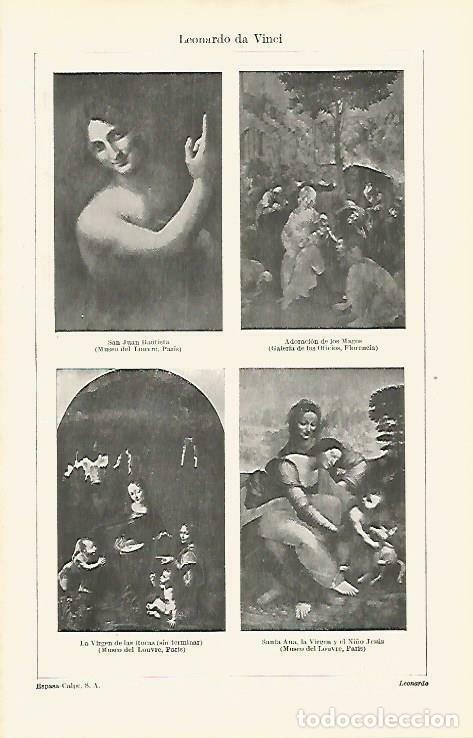 Cartoline: LAMINA ESPASA 33170: San Juan Bautista, Adoracion de los Magos, La Virgen de las Rocas y Santa Ana,