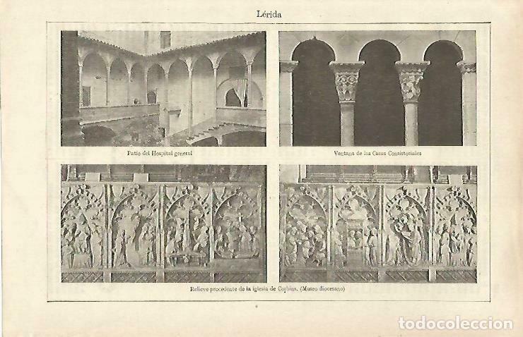 Cartoline: LAMINA ESPASA 33196: Paatio del Hospital General y relieve de la iglesia de Corbins, Lerida - Varios