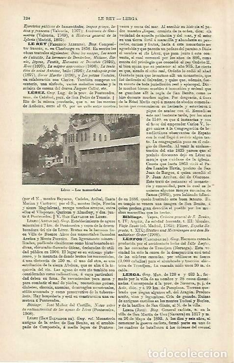 Cartoline: LAMINA ESPASA 33190: Manantiales de Lerez, Pontevedra - Varios