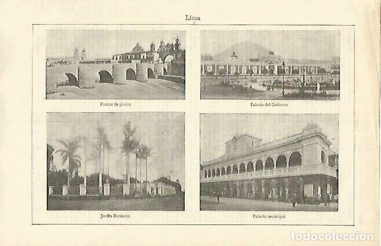 Cartoline: LAMINA ESPASA 33283: Puente de Piedra, Palacio de Gobierno, Jardin Botanico y Palacio Municipal de L