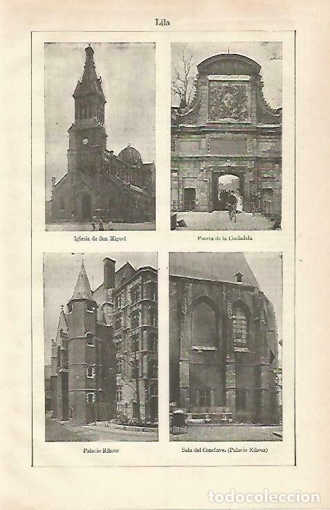 Cartoline: LAMINA ESPASA 33273: Iglesia de San Miguel, Puerta de la Ciudadela, Palacio Rihour y Sala de Conclav