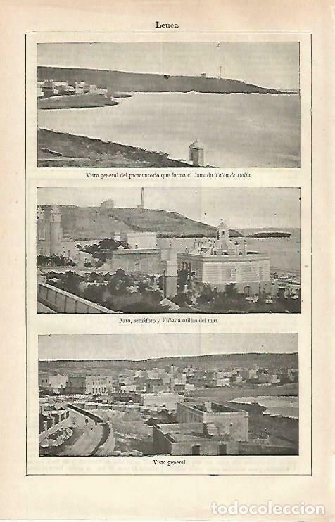 Postales: LAMINA ESPASA 33218: Talon de Italia, Faro y vista de Leuca, Italia - Varios