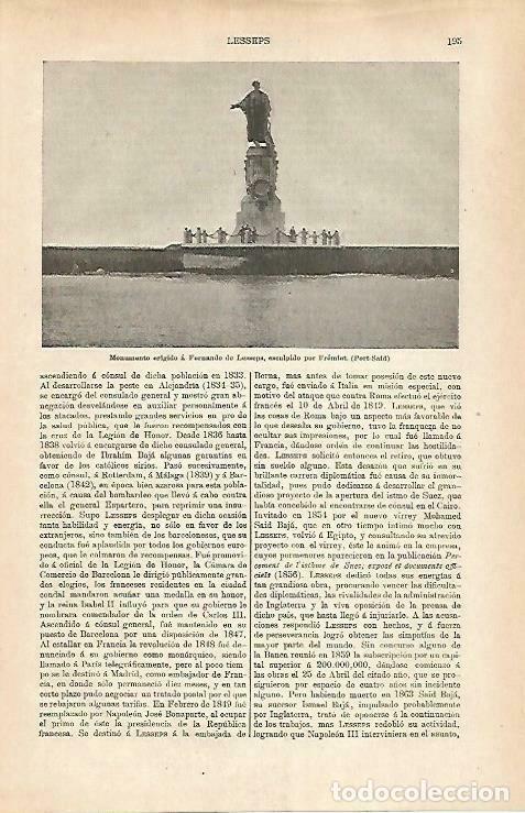 Cartes Postales: LAMINA ESPASA 33213: Monumento a Lesseps en Port-Said, Egipto - Varios