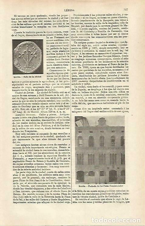 Cartes Postales: LAMINA ESPASA 33193: Casas consistoriales de Lerida - Varios