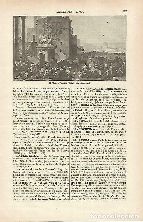 Postales: LAMINA ESPASA 33311: El Campo Vaccino, por Lingelbach - Varios