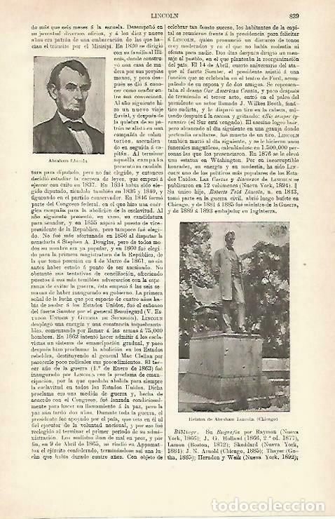 Postales: LAMINA ESPASA 33304: Abraham Lincoln - Varios