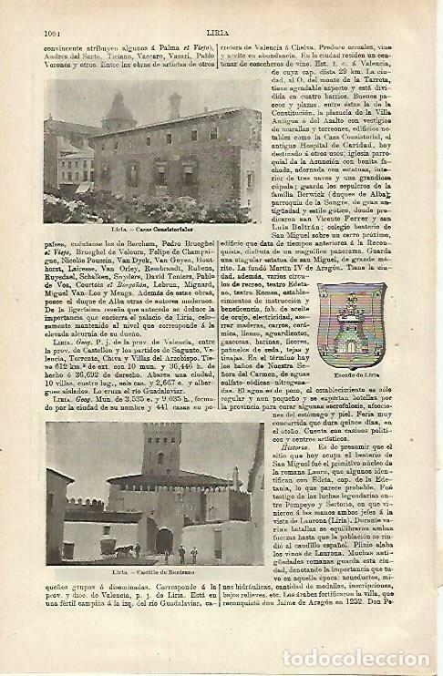 Cartoline: LAMINA ESPASA 33336: Escudo, Ayuntamiento y Castillo de Benisano en Liria, Valencia - Varios