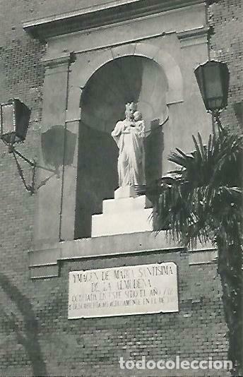 Postais: LAMINA 14386: La Virgen de la Almudena de Madrid - Lorenzo Lopez Sancho, dibujos de Go&ntilde;i