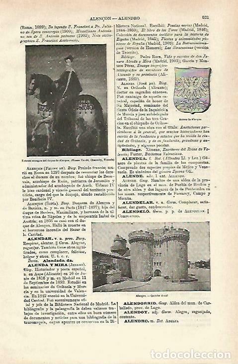 Postcards: LAMINA ESPASA 33706: Castillo y escudo de Ale&ccedil;on, Francia - Varios