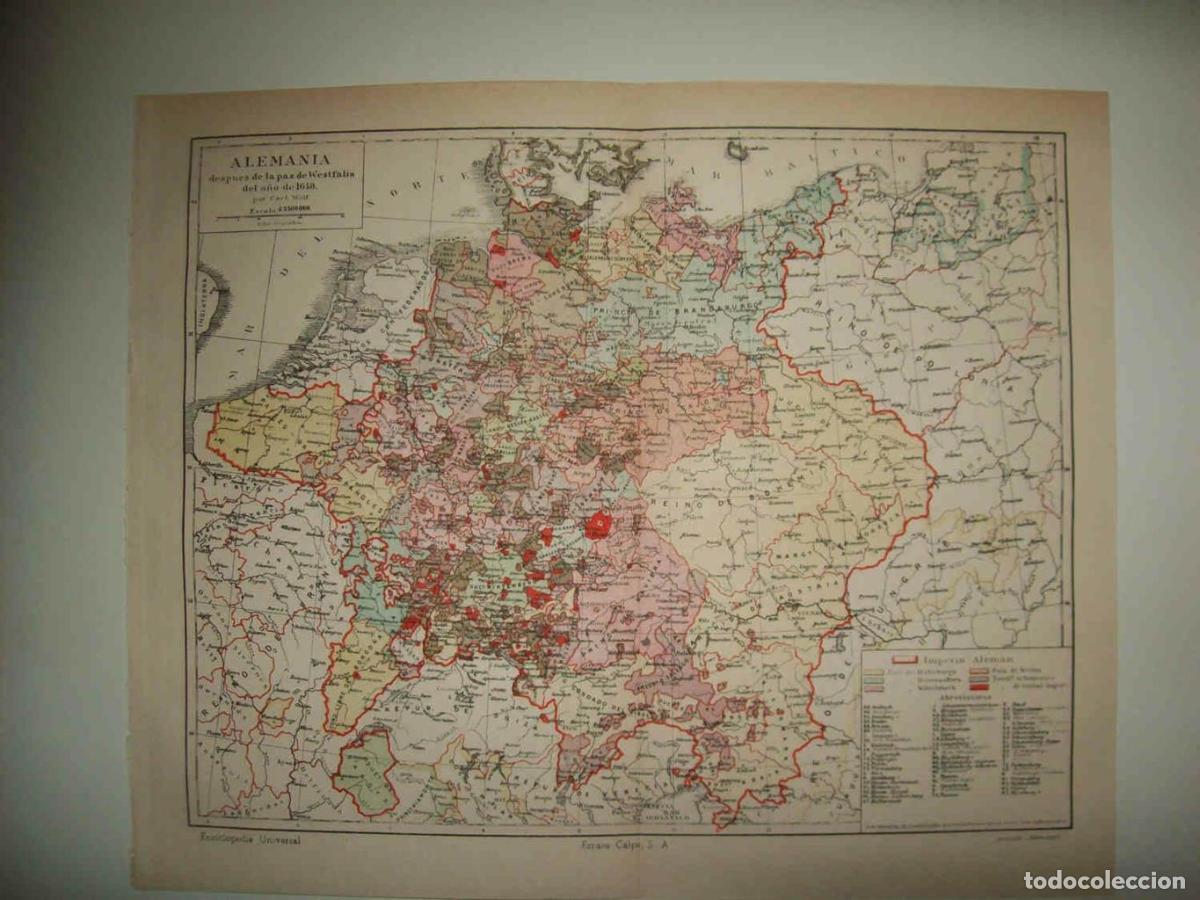 Postales: LAMINA ESPASA 33700: Mapa de Alemania en 1648 - Varios