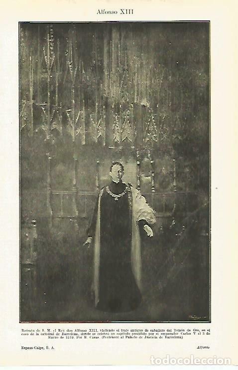 Postales: LAMINA ESPASA 33745: El rey Alfonso XIII, por R. Casas - Varios