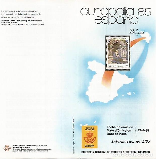 Postales: DIPTICO 16428: Europa 85. Belgica - Varios