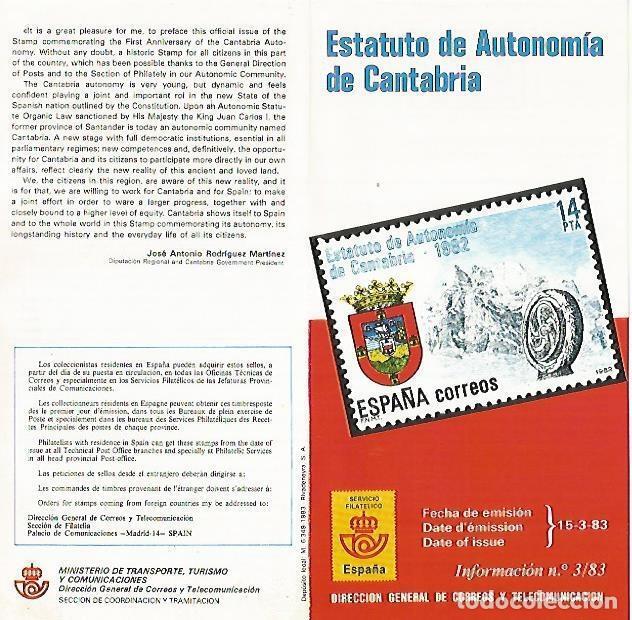 Postais: DIPTICO 16315: Estatuto de Autonomia de Cantabria. Informacion 3-83 - Varios