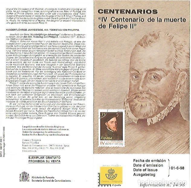 Cartes Postales: DIPTICO 16370: IV Centenario de la muerte de Felipe II - Varios