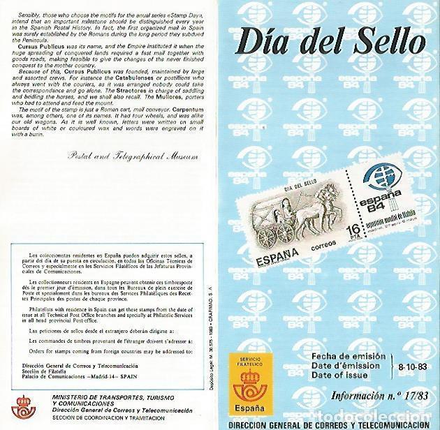 Cartes Postales: DIPTICO 16297: Dia del Sello, informacion 17-83 - Varios