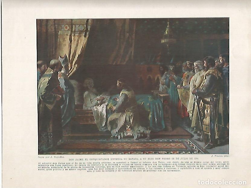 Postales: LAMINA 18219: Jaime el Conquistador entrega su espada a su hijo Pere en el 1276 - Manuel Rodriguez C