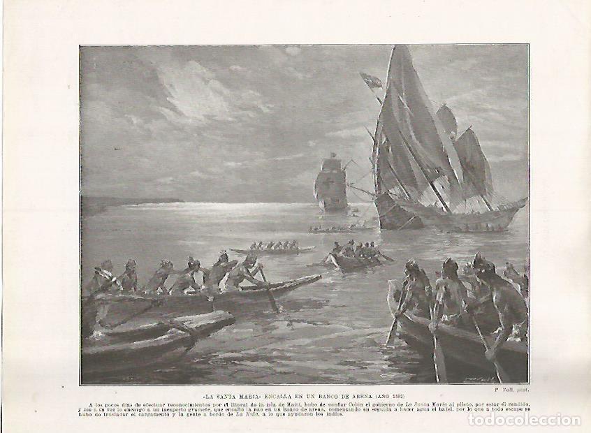 Postales: LAMINA 17918: La Santa Maria encallada en Haiti, 1492 - Manuel Rodriguez Codola y Miguel S. Oliver