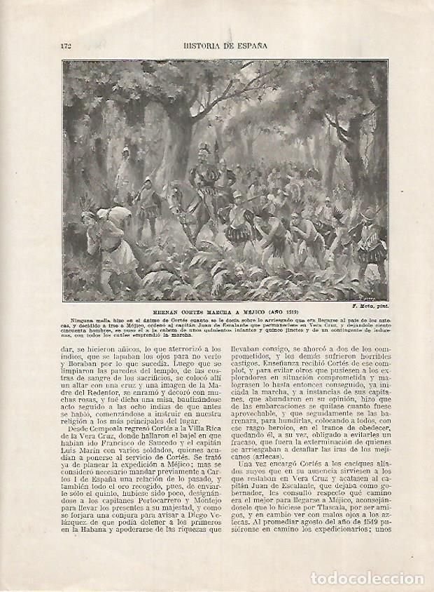 Postales: LAMINA 17997: Hernan Cortes marcha a Mexico en 1519 - Manuel Rodriguez Codola y Miguel S. Oliver