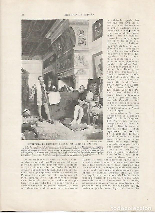 Postales: LAMINA 18011: Entrevista de Pizarro con Carlos V en 1529 - Manuel Rodriguez Codola y Miguel S. Olive