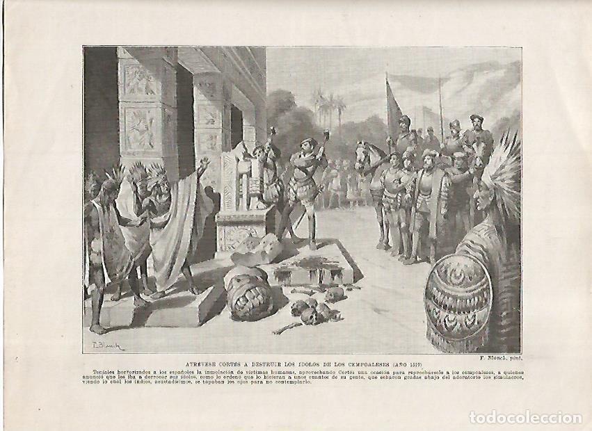 Cartes Postales: LAMINA 17996: Destruccion de idolos de los Cempoaleses por Herna Cortes - Manuel Rodriguez Codola y