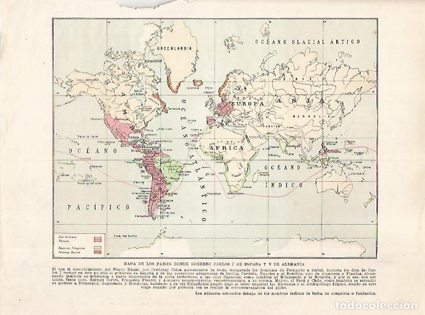 Cartes Postales: LAMINA 17963: Mapa de los paises bajo dominio de Carlos I - Manuel Rodriguez Codola y Miguel S. Oliv