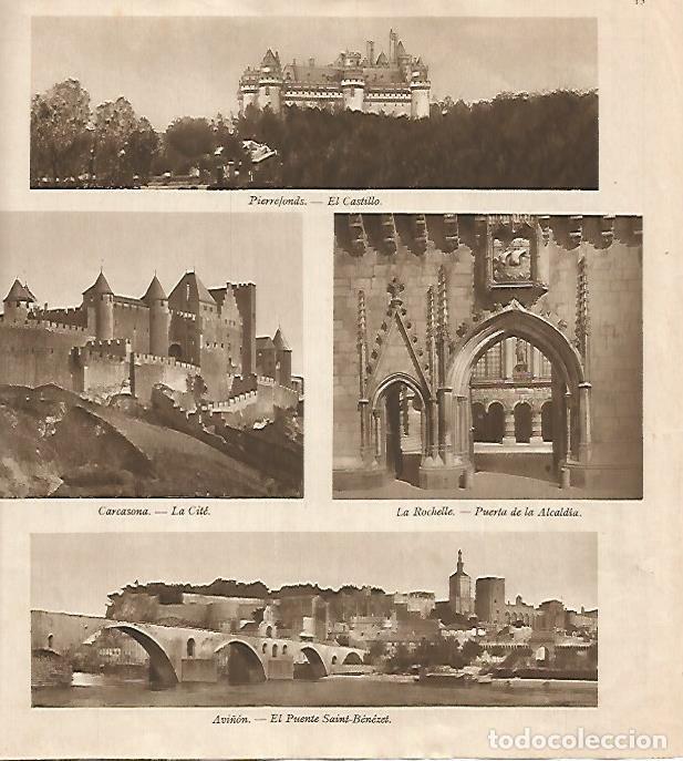 Postais: LAMINA 18476: Castillo de Pierrefonds, Carcasona, Avi&ntilde;on y Abadia de La Rochelle - VVAA