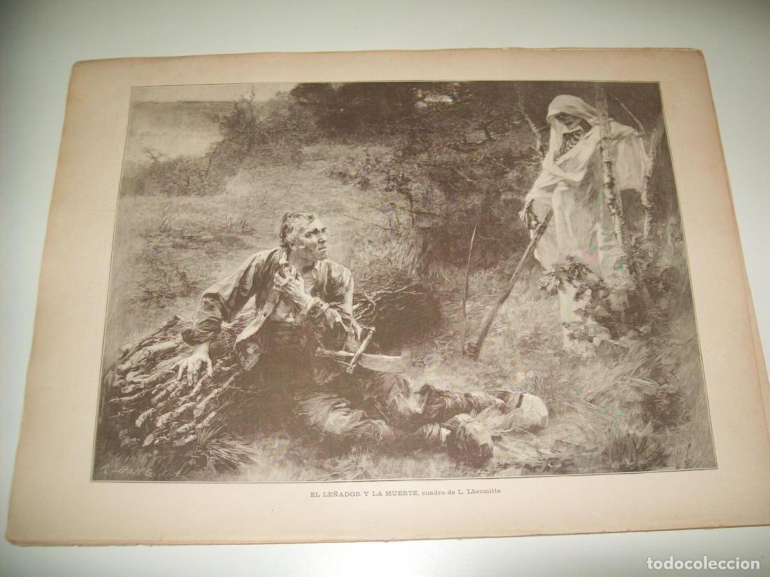Postales: LAMINA ILUSTRACION ARTISTICA 19939: El le&ntilde;ador y la muerte, por L. Lhermitte - Varios