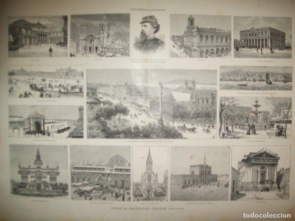 Postales: LAMINA ILUSTRACION ARTISTICA 19677: Vistas de Montevideo, Uruguay - Varios