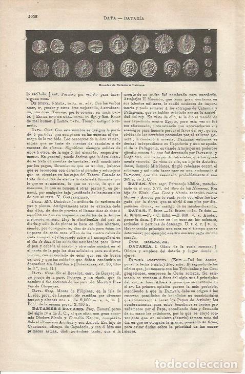 Cartoline: LAMINA ESPASA 34870: Monedas de la antigua Datamo - Varios