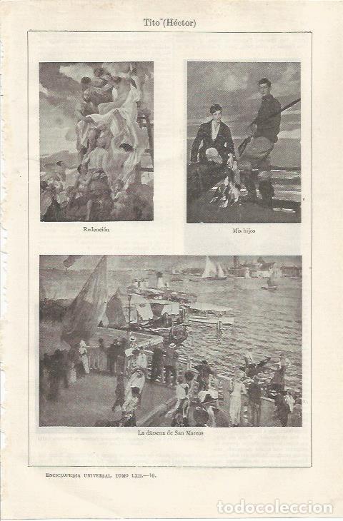 Postkarten: LAMINA ESPASA 35015: Redencion, Mis hijos y La darsena de San Marcos, por H. Tito - Varios