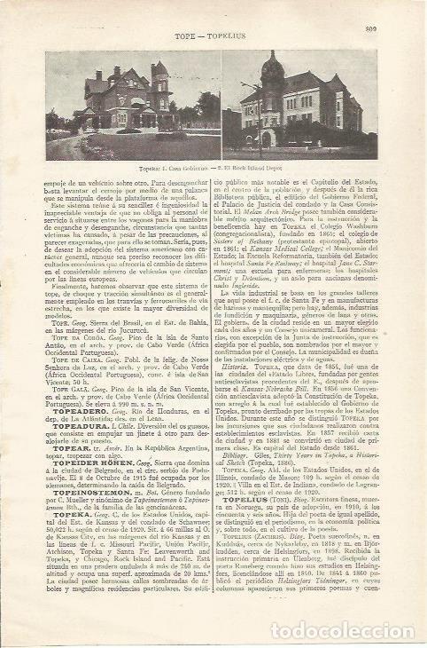 Cartoline: LAMINA ESPASA 35124: Casa Gobierno y Rock Island Depot en Topeka, Estados Unidos - Varios