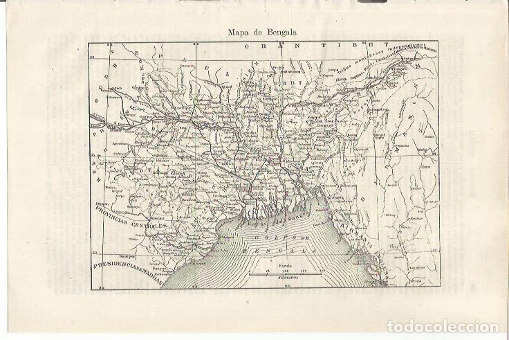 Cartoline: LAMINA ESPASA 34432: Mapa de Bengala - Varios