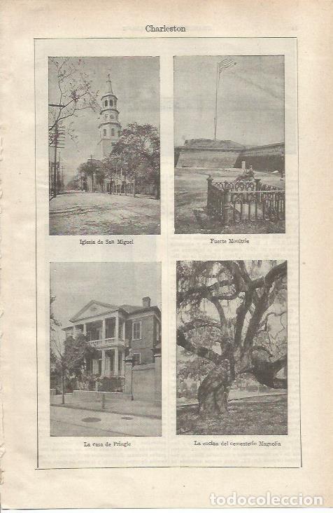 Cartoline: LAMINA ESPASA 34665: Fuerte Moultrie, Casa de Pringle e iglesia en Charleston, Estados Unidos - Vari