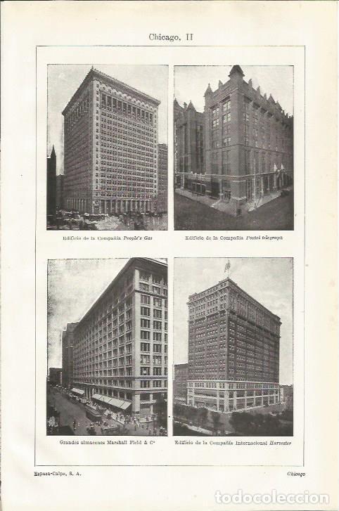 Cartoline: LAMINA ESPASA 34723: Edificio People's Gas, Edificio Postal Telegraph, Almacenes Marshall Field & Co