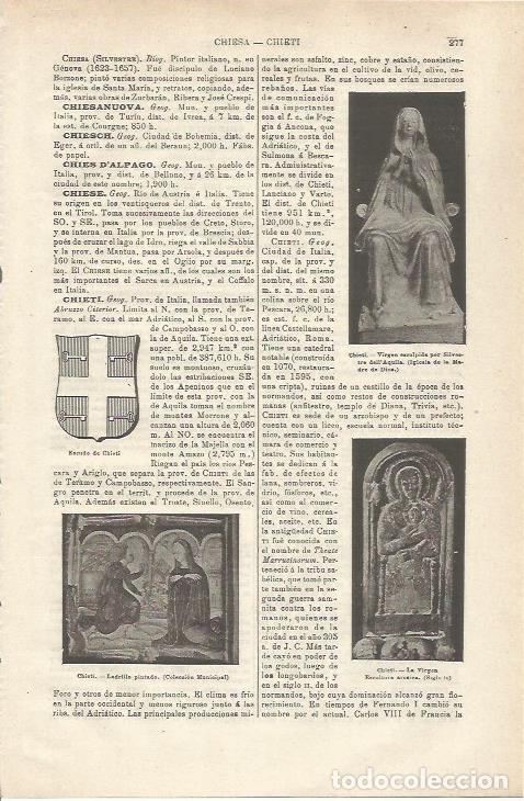 Cartes Postales: LAMINA ESPASA 34734: Escudo y Virgen de Chieti, Italia - Varios