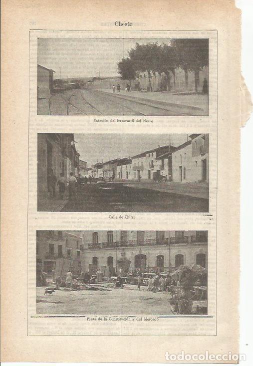 Cartoline: LAMINA ESPASA 34706: Estacion de tren del Norte, Calle de Chirre y Plaza del Mercado de Cheste, Vale