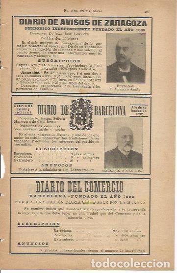 Postkarten: LAMINA 20624: Ficha de prensa de Diario de Barcelona, Diario del Comercio y Diario de Avisos de Zara