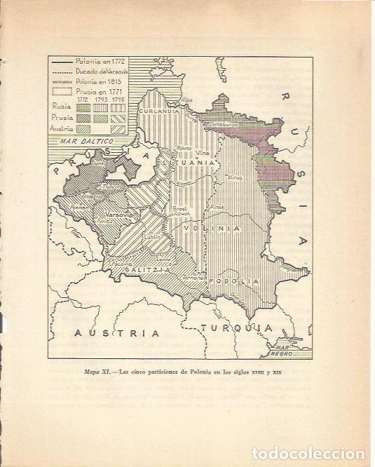 Cartoline: LAMINA 20806: Mapa de las particiones de Polonia en 1772 y 1815 - Maurice Crouzet