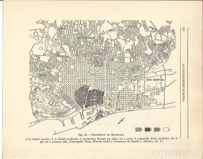 Postkarten: LAMINA 20892: Plano del crecimiento de Barcelona - Maurice Crouzet