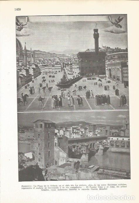 Postales: LAMINA 22207: Plaza de la Signoria y El Puente Viejo de Florencia - VVAA